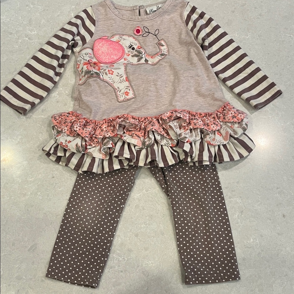 Rare Editions Ruffled Knit Top and leggings set size 18 mos